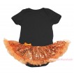 Black Baby Bodysuit Bling Orange Sequins Pettiskirt JS4611